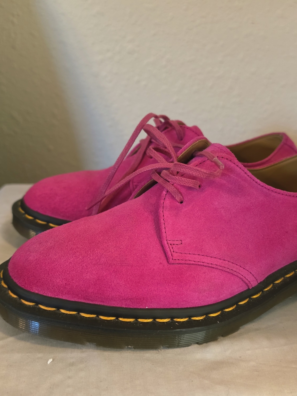Dr. Martens Hot Pink Suede Lace-Up Shoes